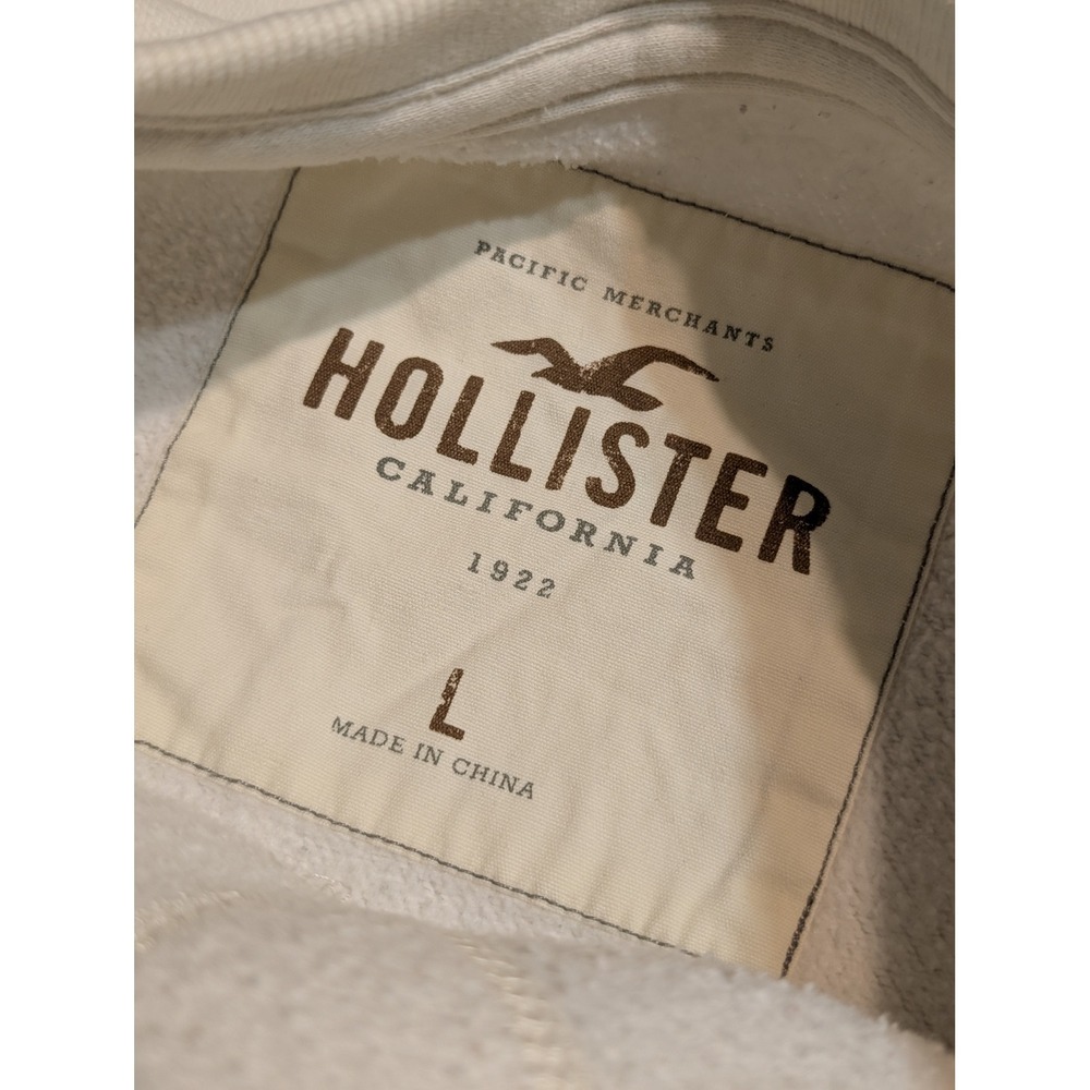 Hollister Surfers Del Mar Crewneck‎ Sweatshirt Cream Graphic Pullover Mens Large - Picture 4 of 5